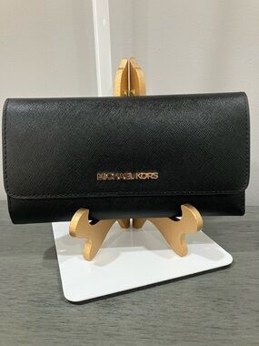 Michael Kors Black Saffiano Leather Clutch Wallet